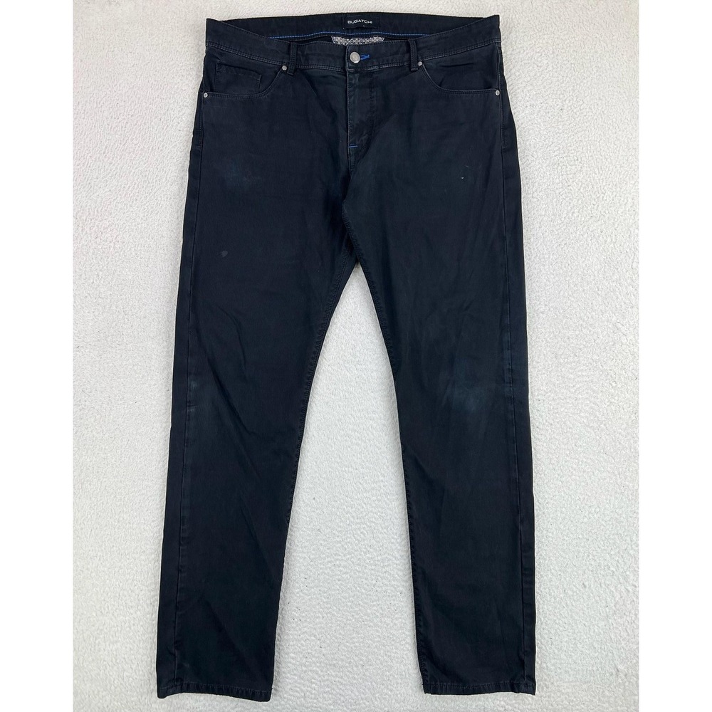 Bugatchi Mens 38x34 Black Corduroy Straight Stretch Pants CX6007P24